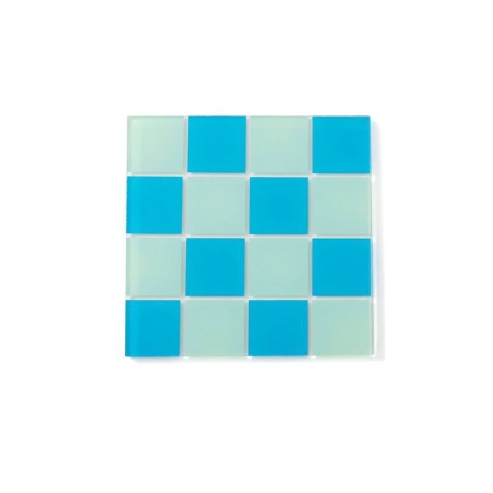 NWT Bullseye’s Playground Square Drink Coasters (4) Count Blue Checkered